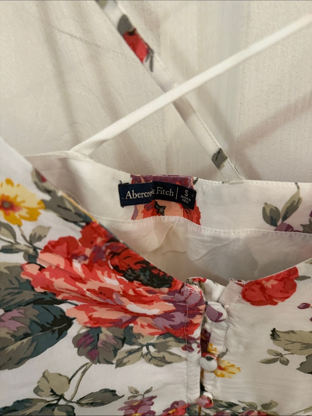 Abercrombie & Fitch White Floral Button-Front Slip Dress, Small - Picture 8 of 8